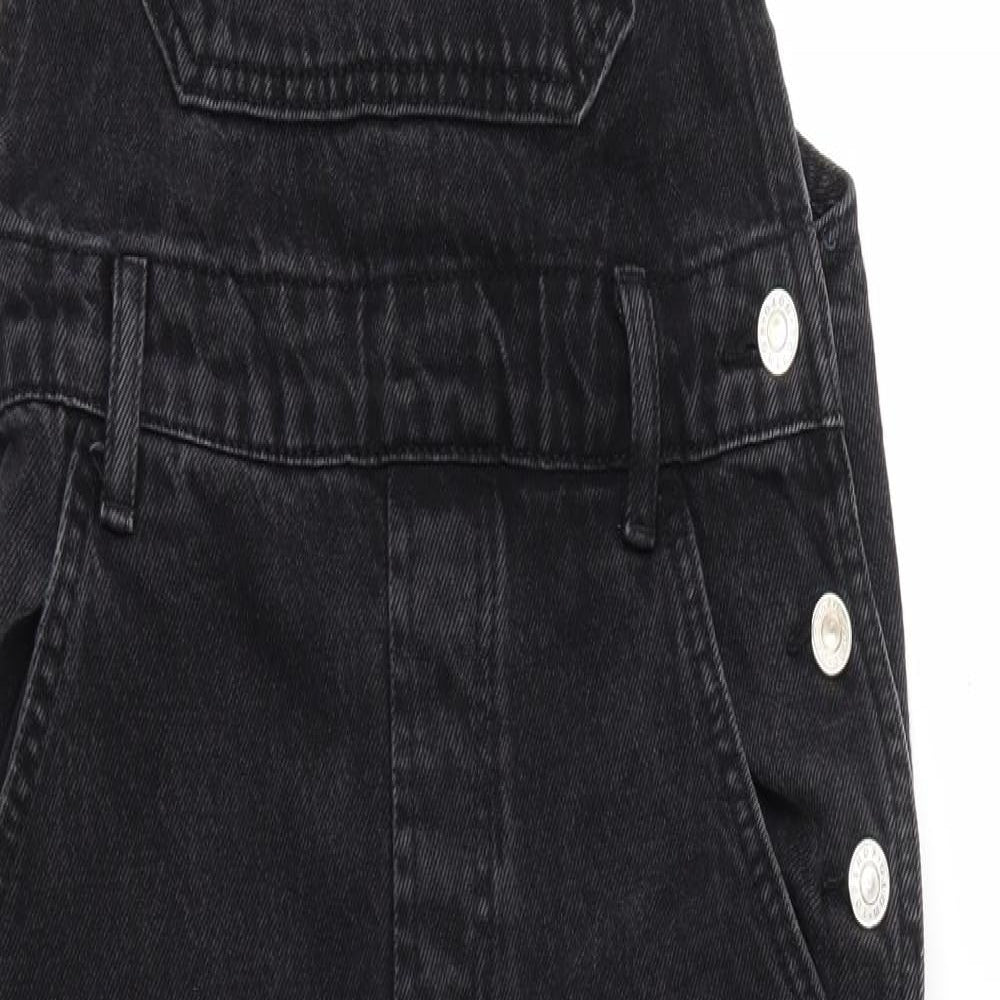 Topshop Womens Black  Denim Dungaree One-Piece Size 8