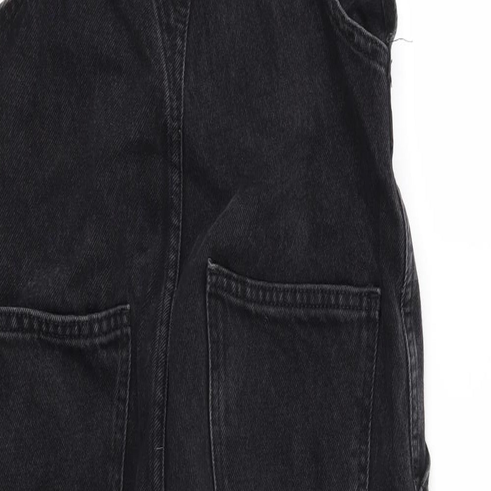 Topshop Womens Black  Denim Dungaree One-Piece Size 8