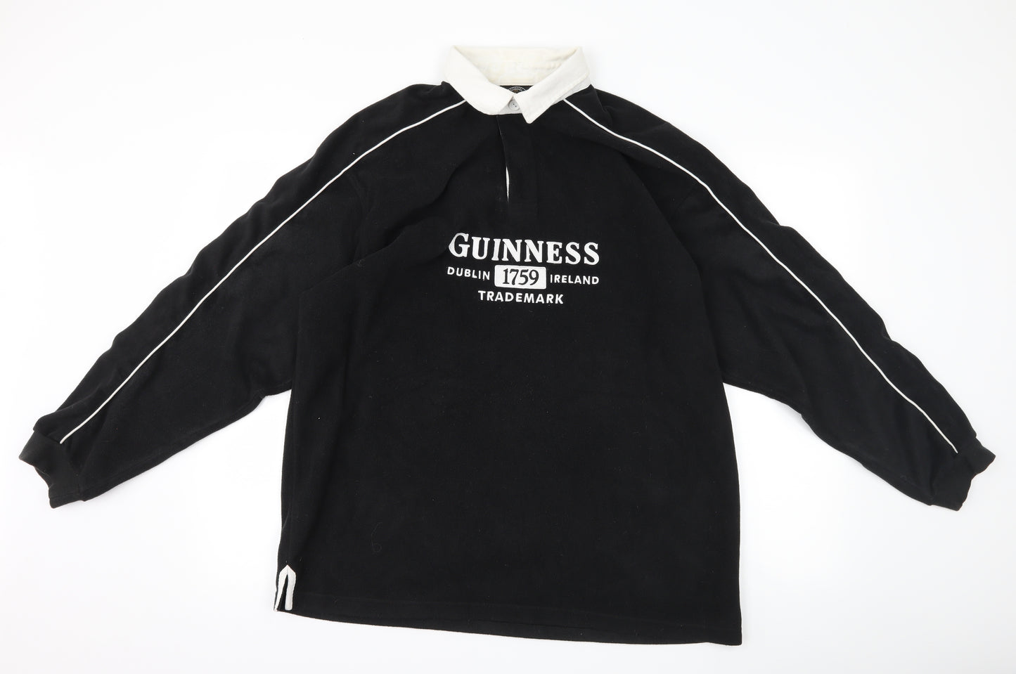 GUINESS Mens Black  Fleece  Polo Size L  - Guiness Beer