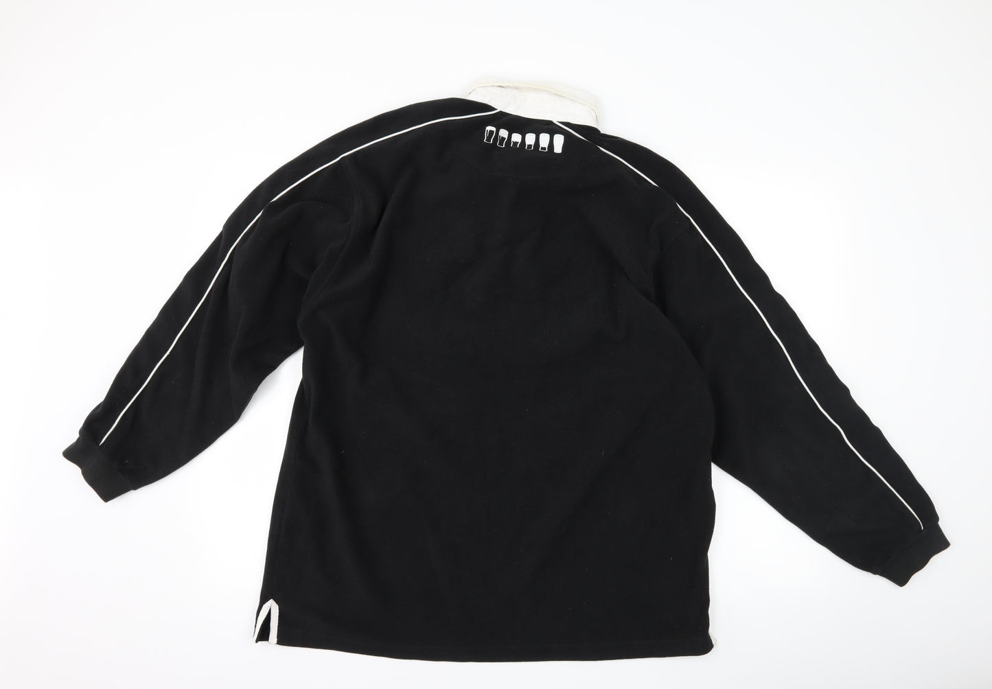 GUINESS Mens Black  Fleece  Polo Size L  - Guiness Beer