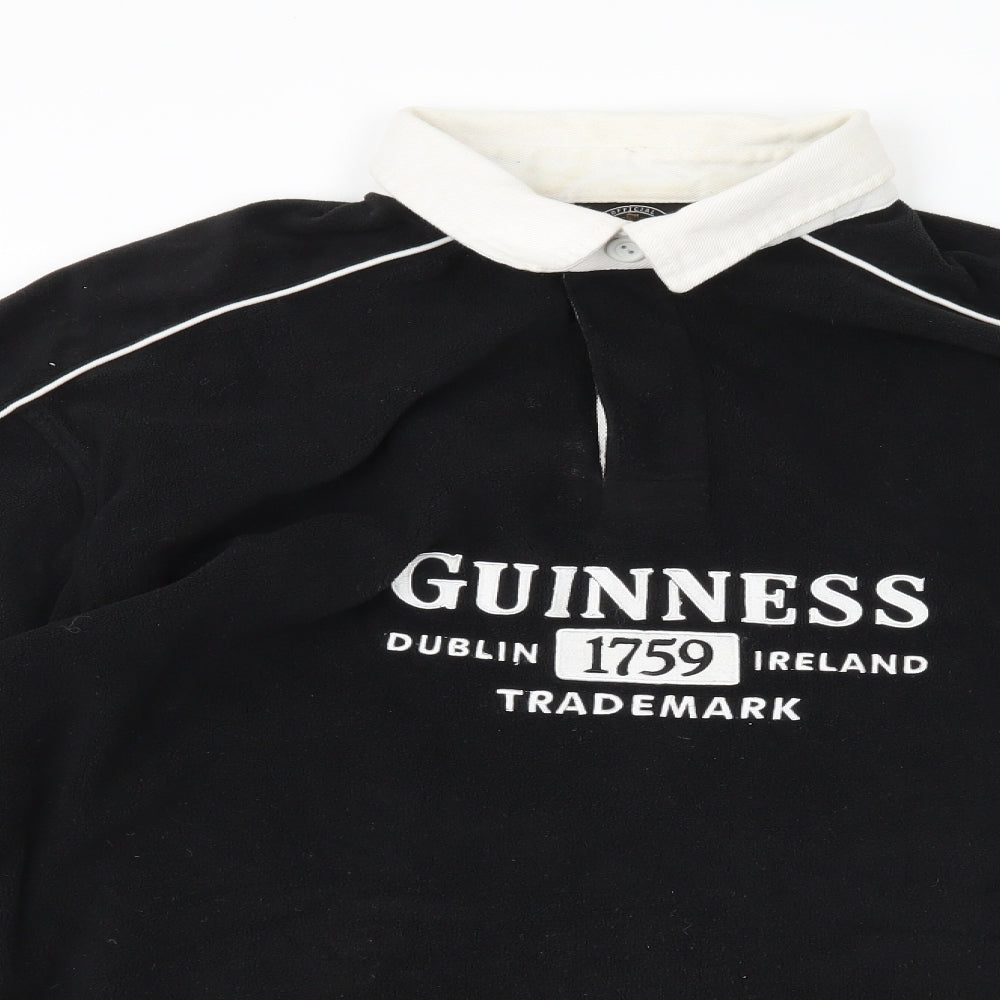 GUINESS Mens Black  Fleece  Polo Size L  - Guiness Beer