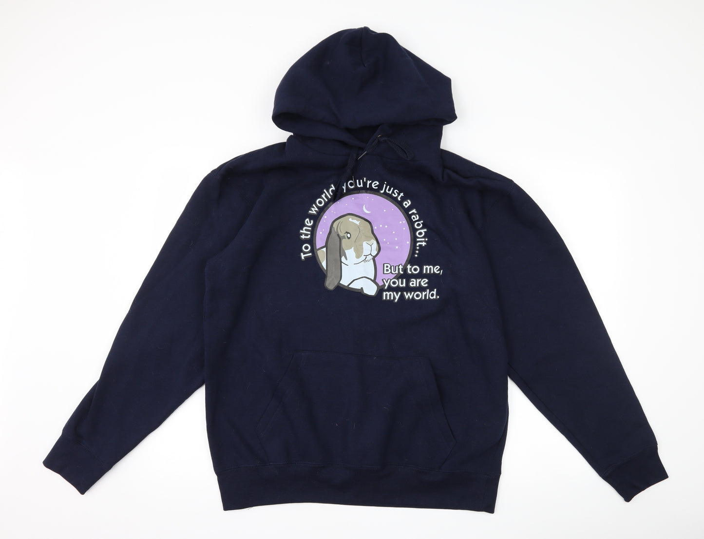 Fruit of the Loom Mens Blue   Pullover Hoodie Size L  - rabbit slogan