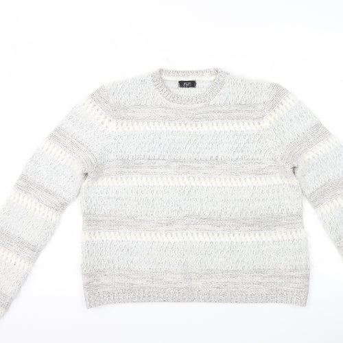 F&F Womens Grey Striped  Pullover Jumper Size 12