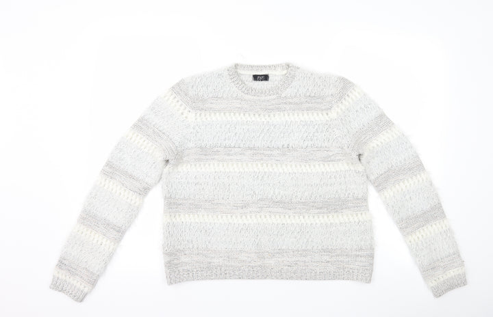F&F Womens Grey Striped  Pullover Jumper Size 12