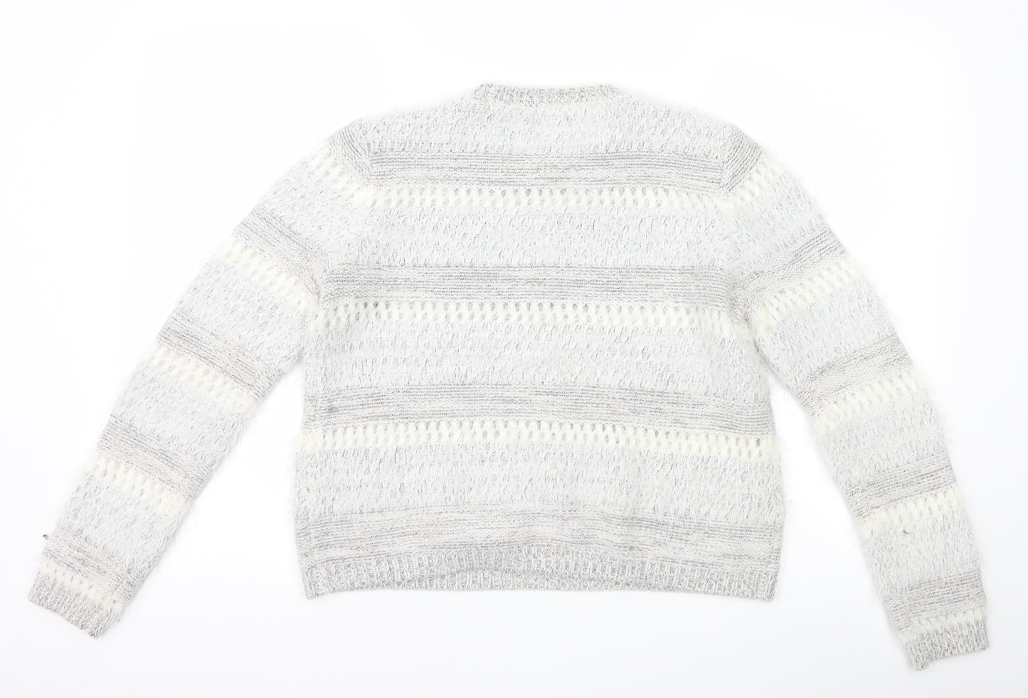 F&F Womens Grey Striped  Pullover Jumper Size 12