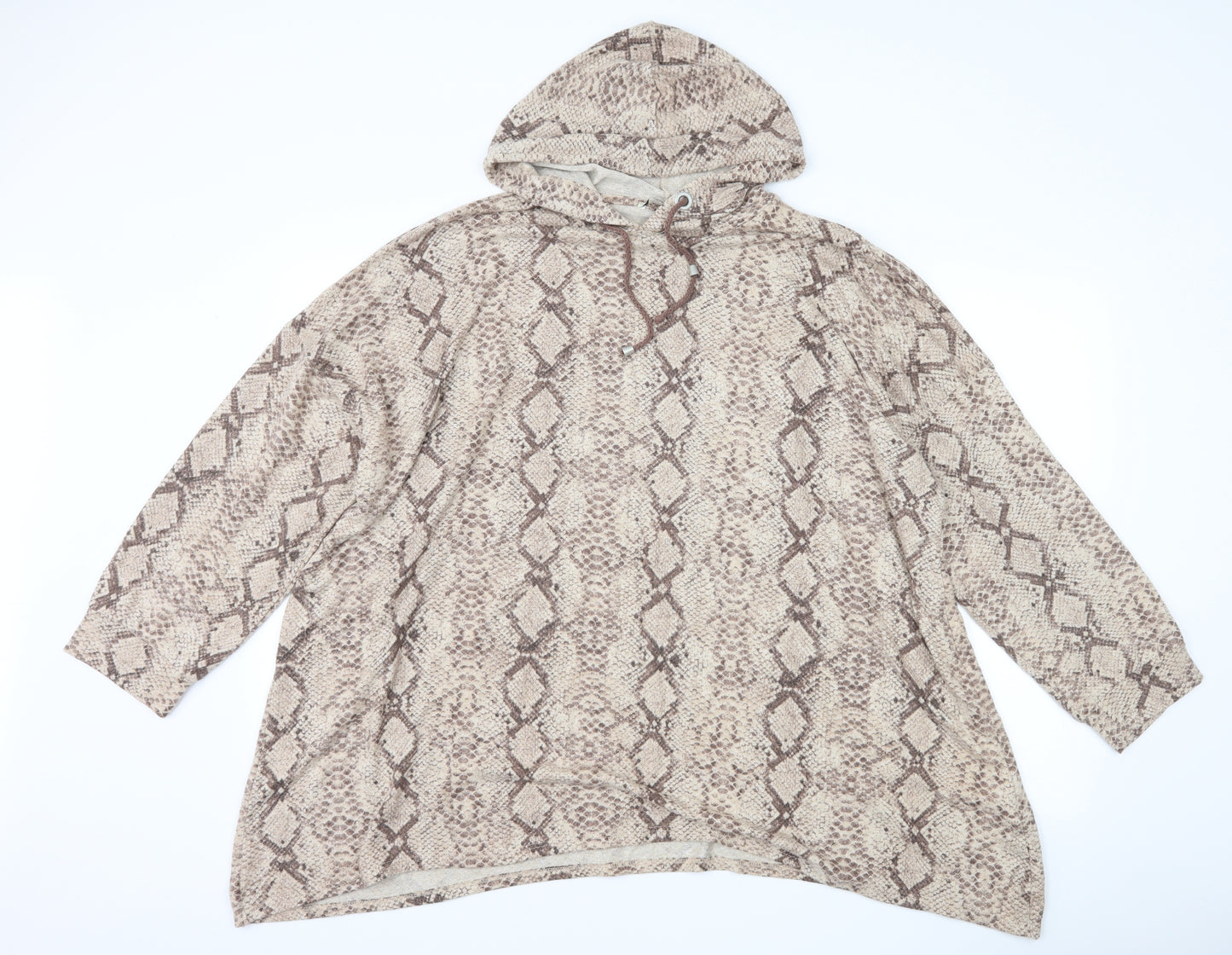 George Womens Brown Animal Print  Pullover Hoodie Size 2XL