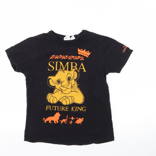 Primark Girls Black   Basic T-Shirt Size 7-8 Years  - disney the lion king
