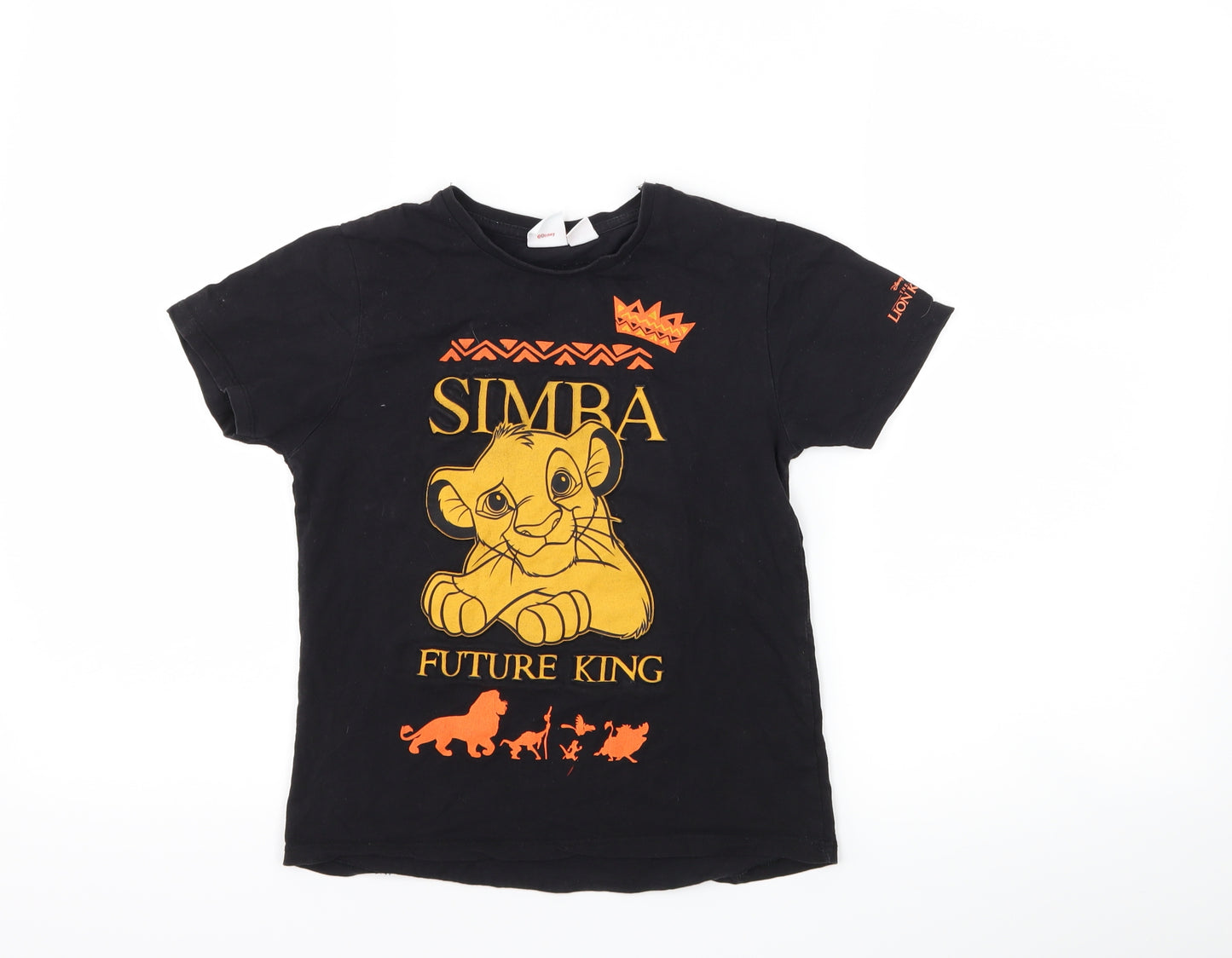 Primark Girls Black   Basic T-Shirt Size 7-8 Years  - disney the lion king