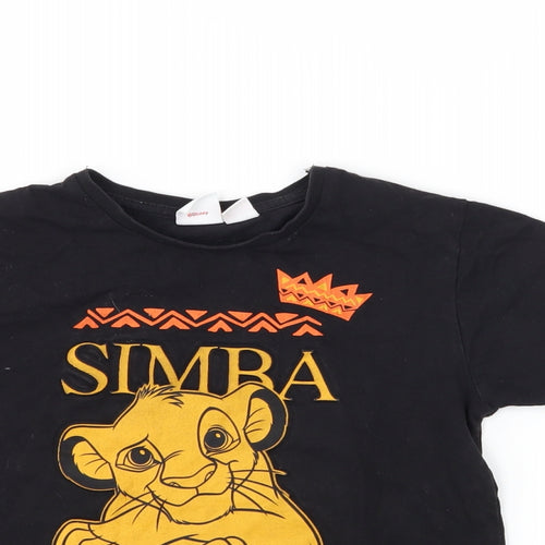 Primark Girls Black   Basic T-Shirt Size 7-8 Years  - disney the lion king
