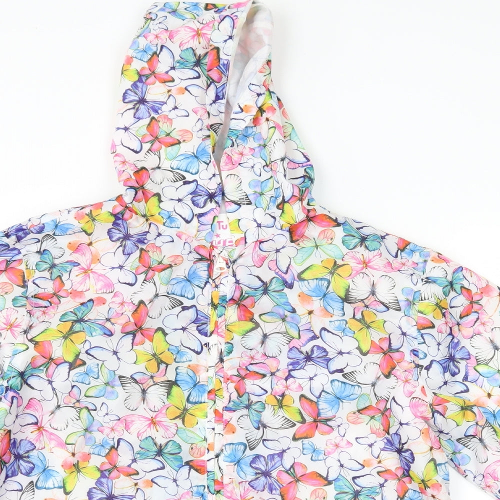 TU Girls White   Rain Coat Coat Size 11-12 Years  - Butterflies