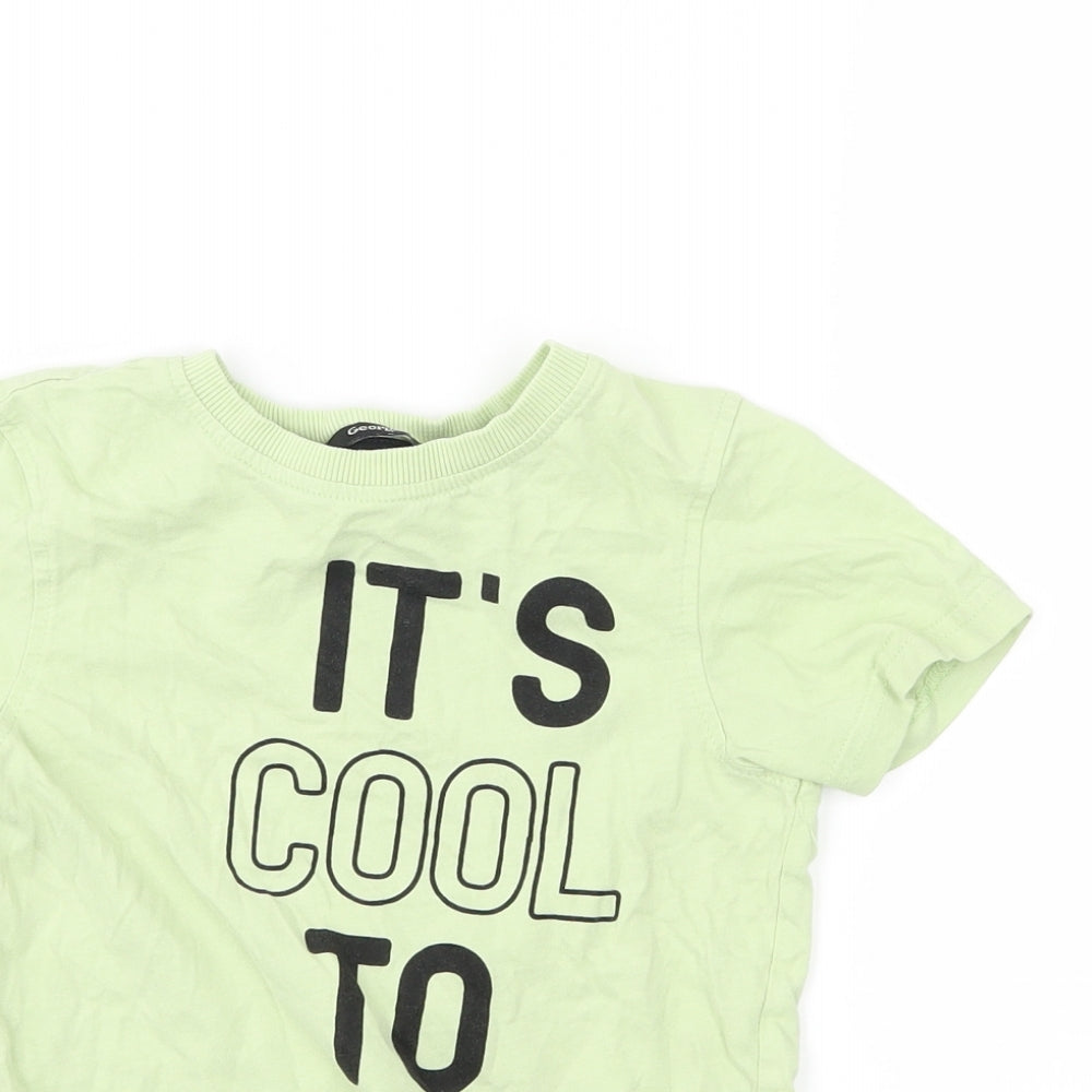 George Boys Green   Basic T-Shirt Size 4-5 Years  - slogan