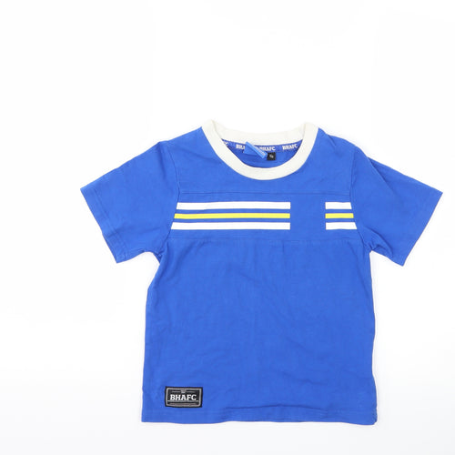 BHAFC Boys Blue Striped  Basic T-Shirt Size 3-4 Years
