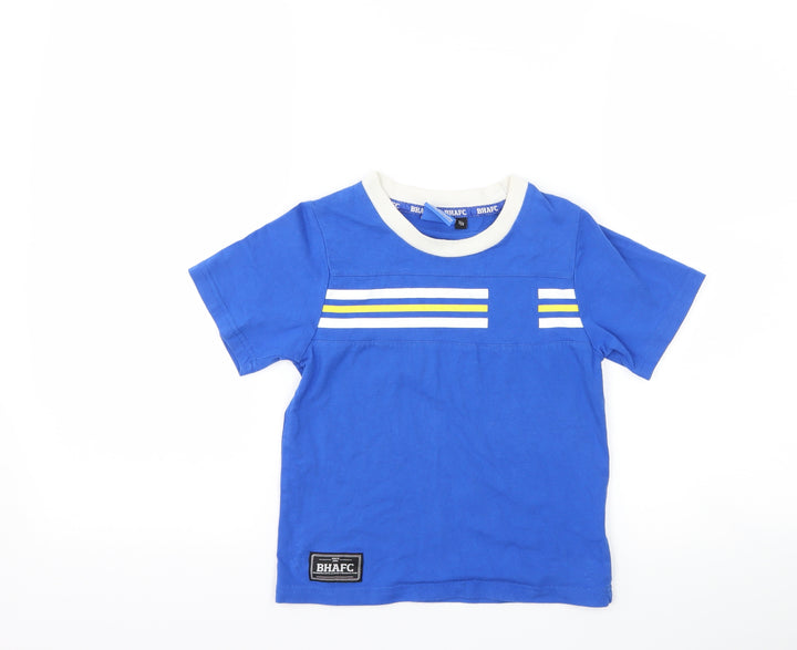 BHAFC Boys Blue Striped Basic T-Shirt Size 3-4 Years