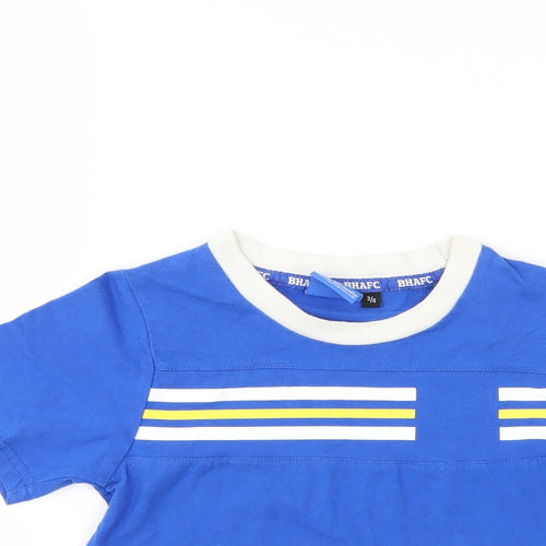 BHAFC Boys Blue Striped  Basic T-Shirt Size 3-4 Years