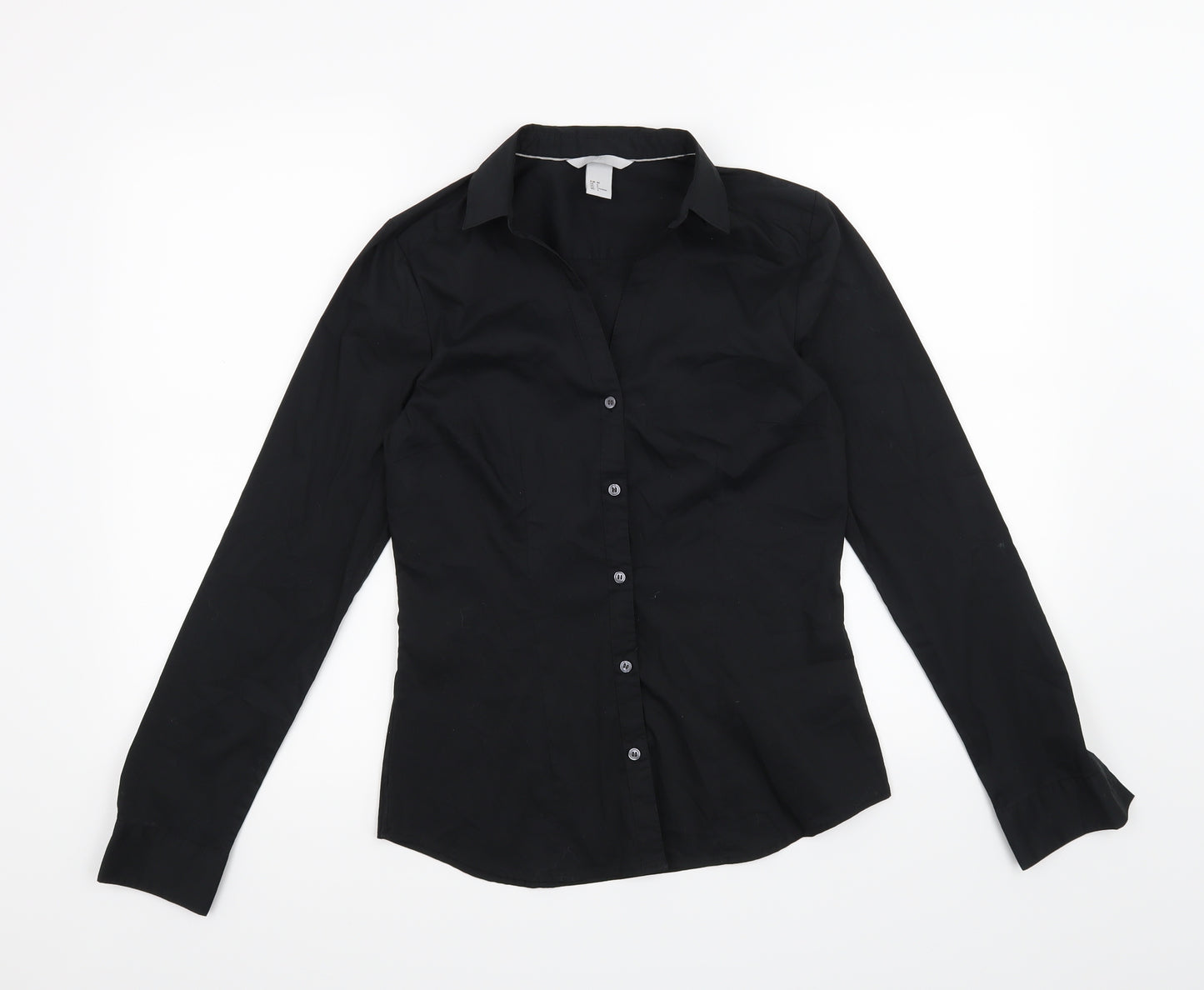 H&M Womens Black   Basic Button-Up Size 8