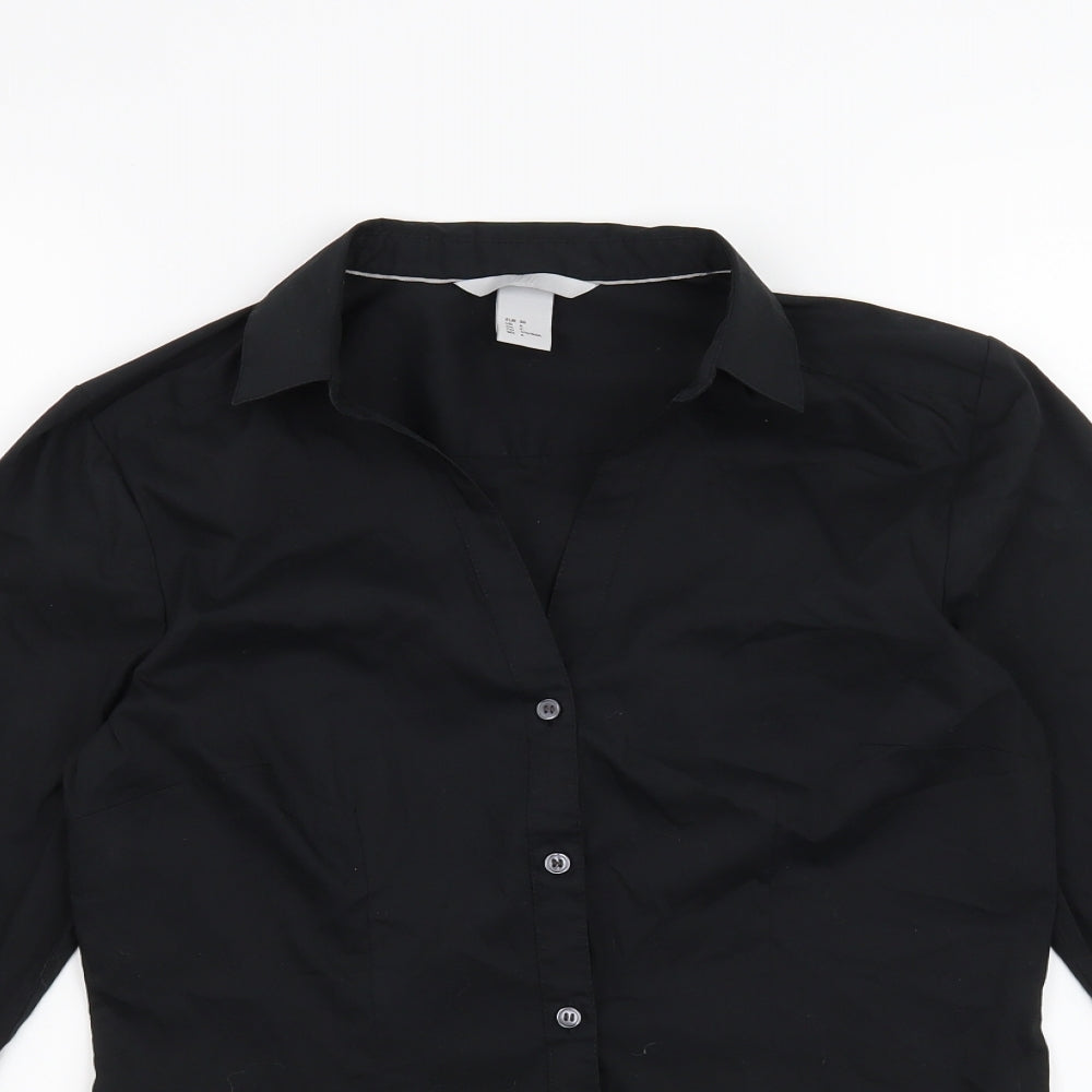 H&M Womens Black   Basic Button-Up Size 8