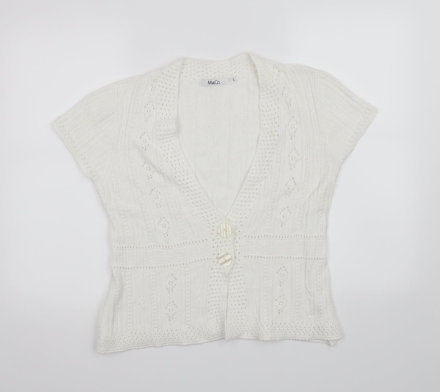 M&Co Womens White   Cardigan Jumper Size L