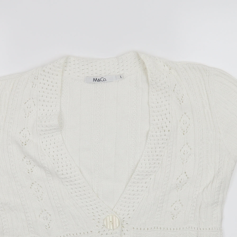 M&Co Womens White   Cardigan Jumper Size L
