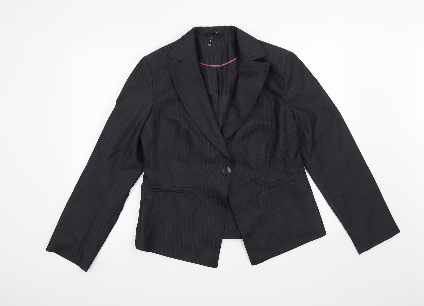 Preworn Womens Grey Striped  Jacket Suit Jacket Size 16