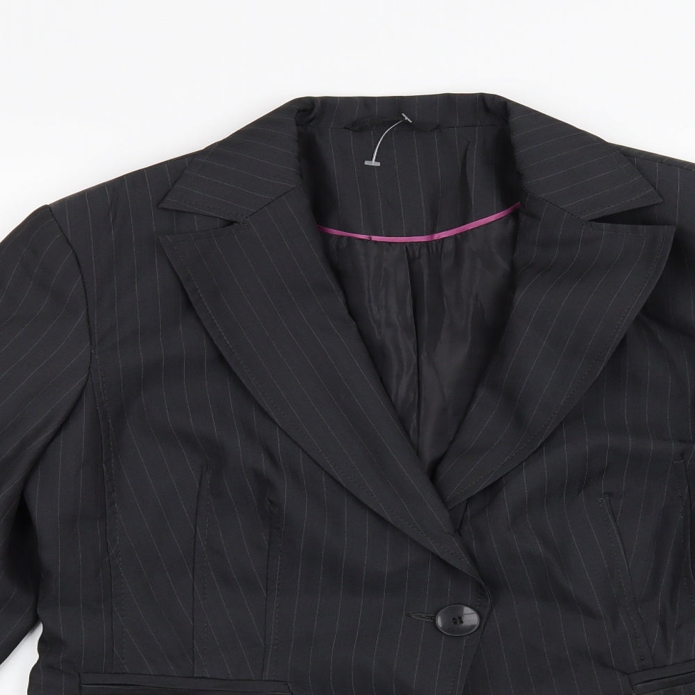 Preworn Womens Grey Striped  Jacket Suit Jacket Size 16