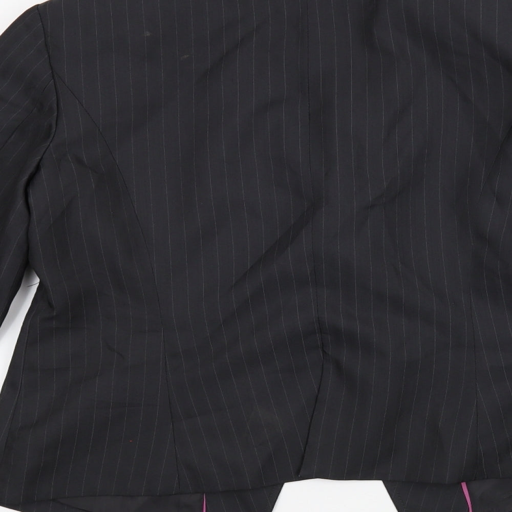 Preworn Womens Grey Striped  Jacket Suit Jacket Size 16