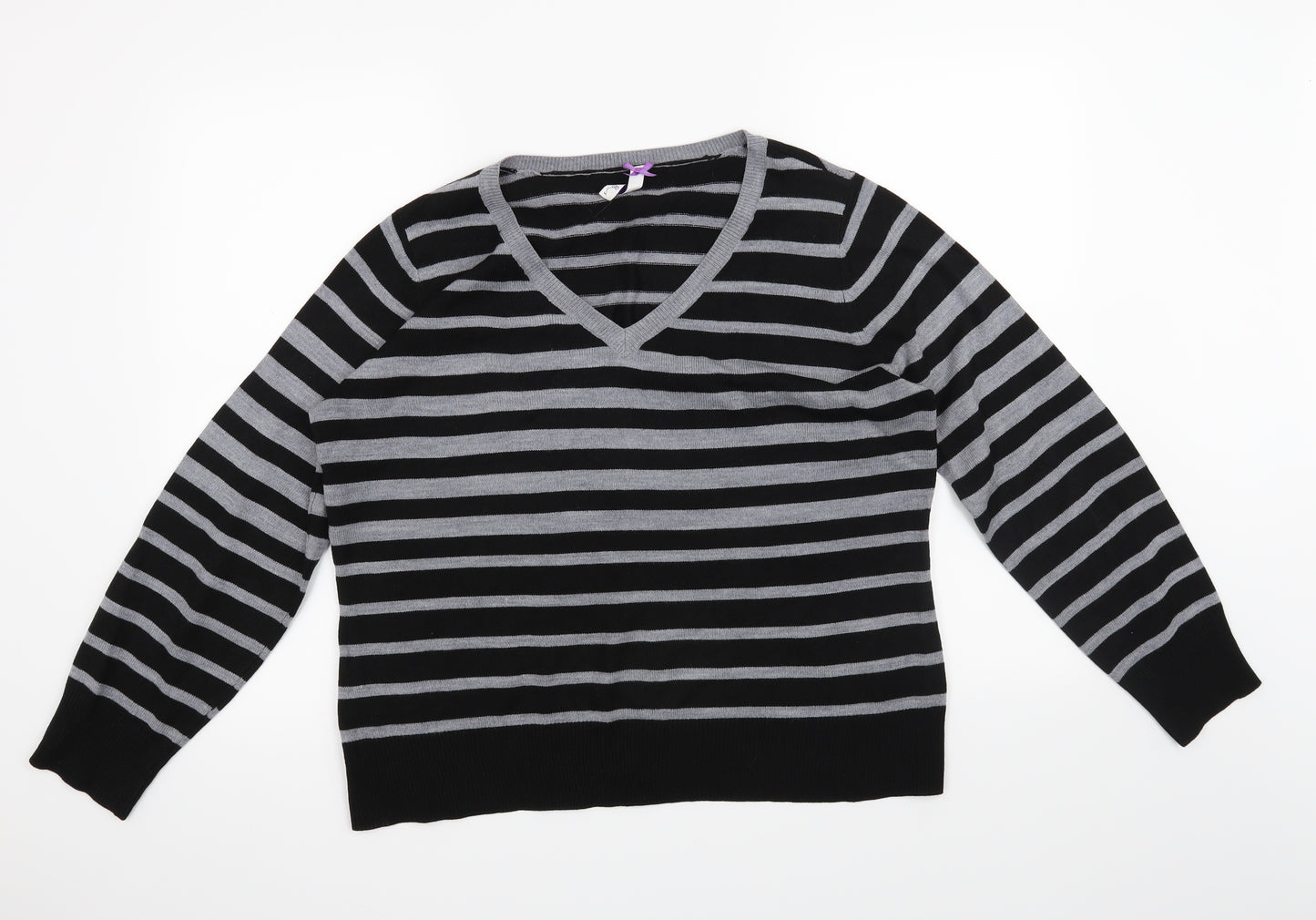 BHS Womens Black Striped  Pullover Jumper Size 16