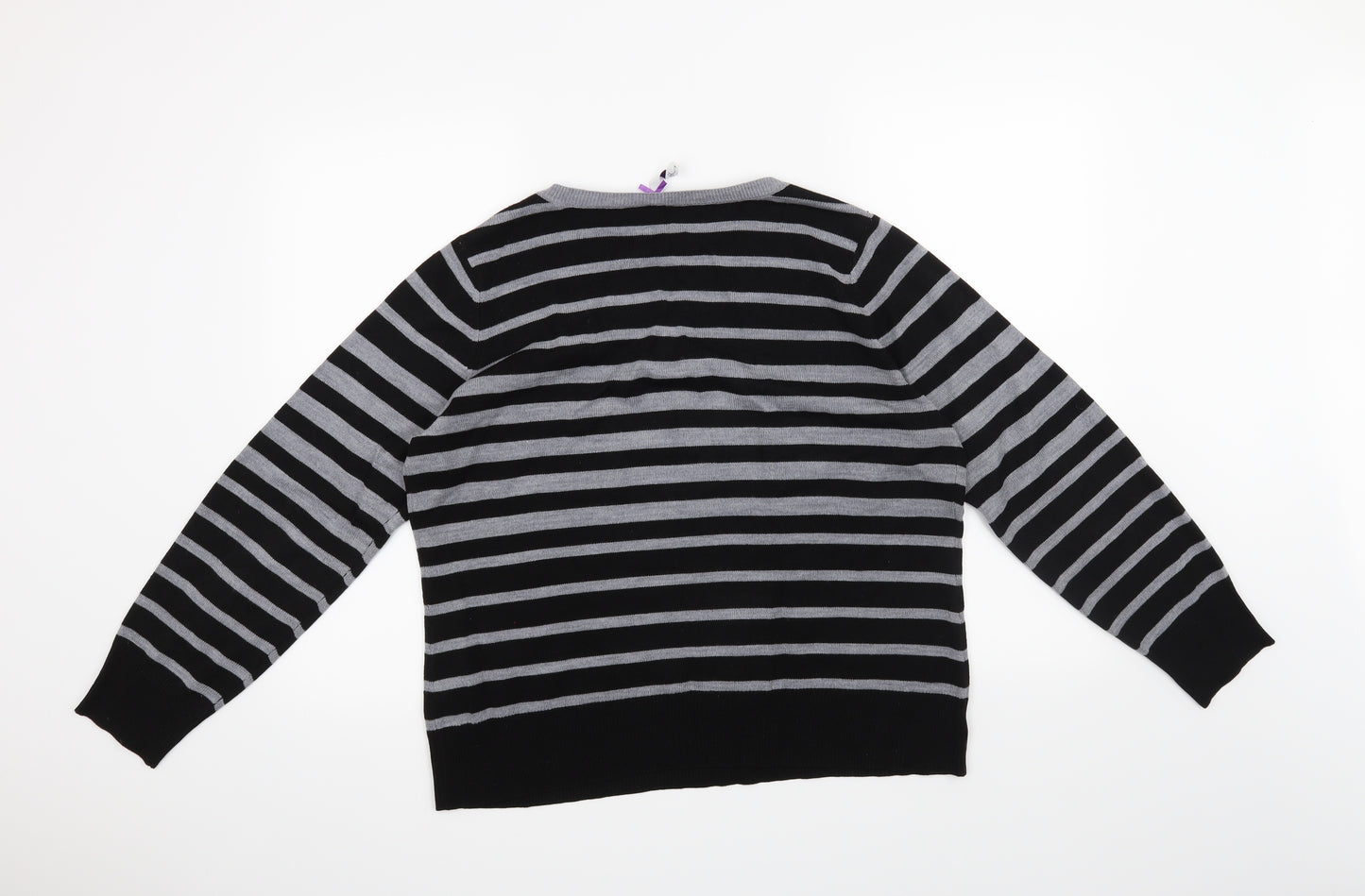 BHS Womens Black Striped  Pullover Jumper Size 16