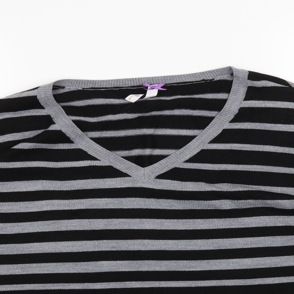 BHS Womens Black Striped  Pullover Jumper Size 16