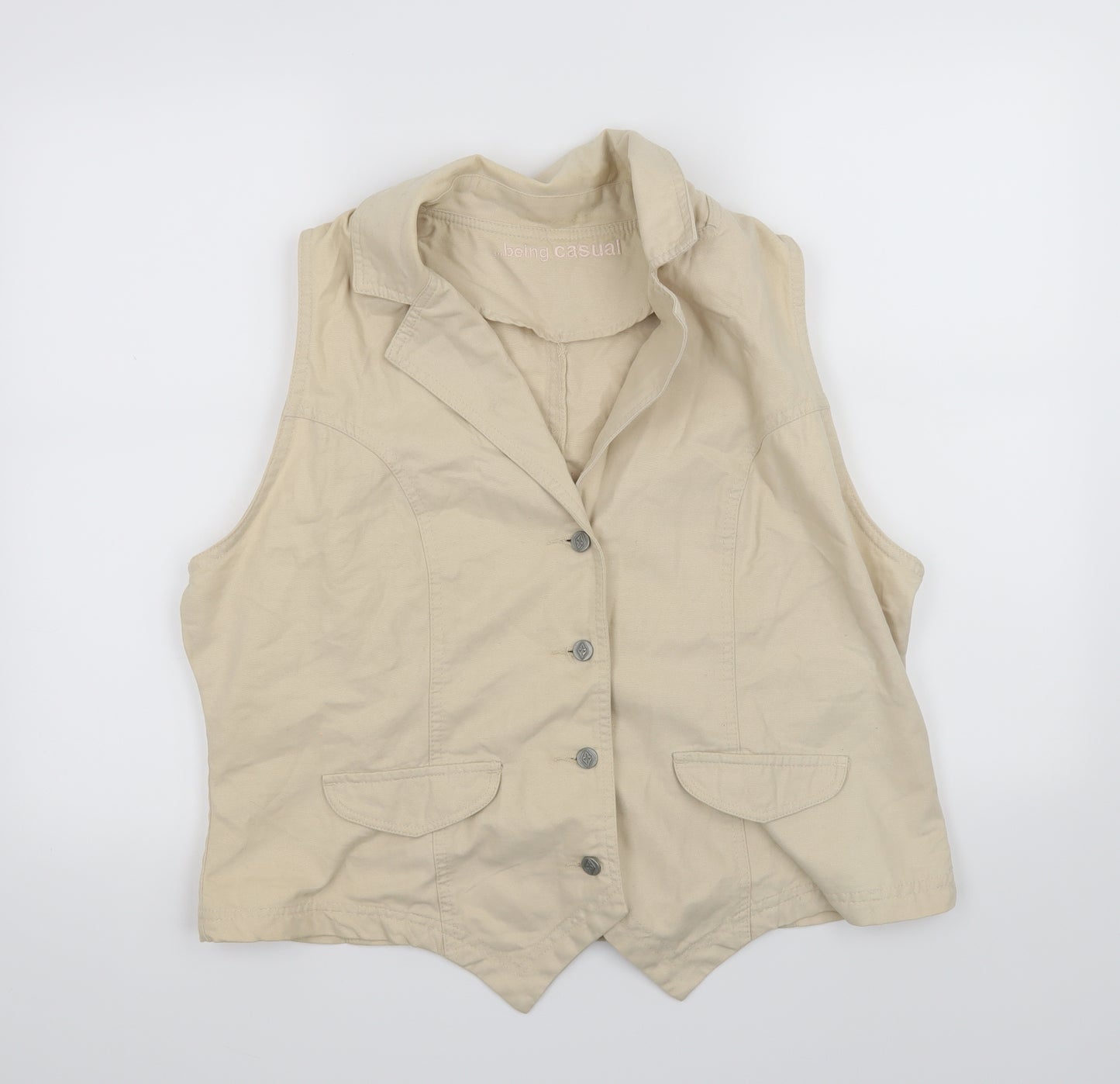 Being Casual Womens Beige   Jacket Waistcoat Size 20