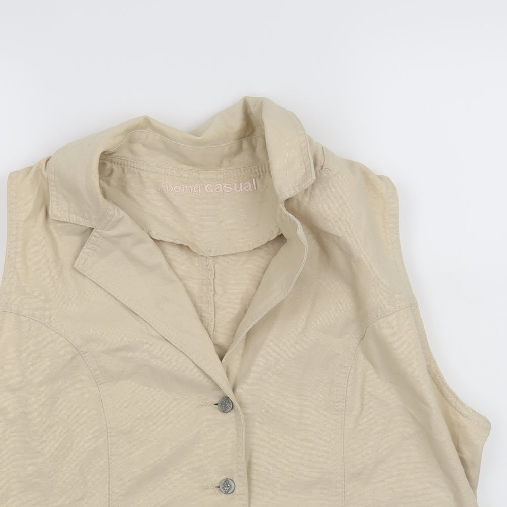 Being Casual Womens Beige   Jacket Waistcoat Size 20