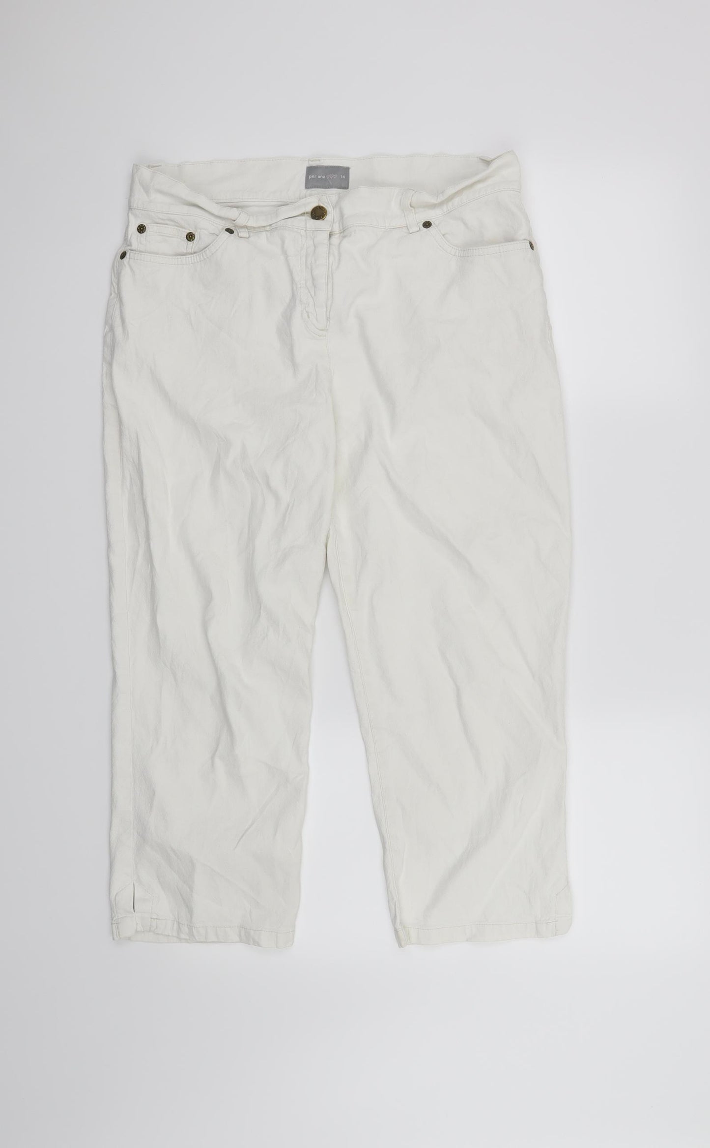 Per Una Womens White   Cropped Jeans Size 14 L21 in