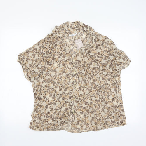 Berkertex Womens Beige Floral  Basic Blouse Size 20