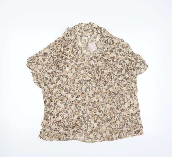 Berkertex Womens Beige Floral Basic Blouse Size 20