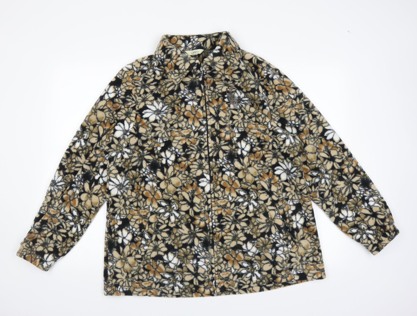 Classics Womens Brown Floral  Full Zip Jumper Size 16