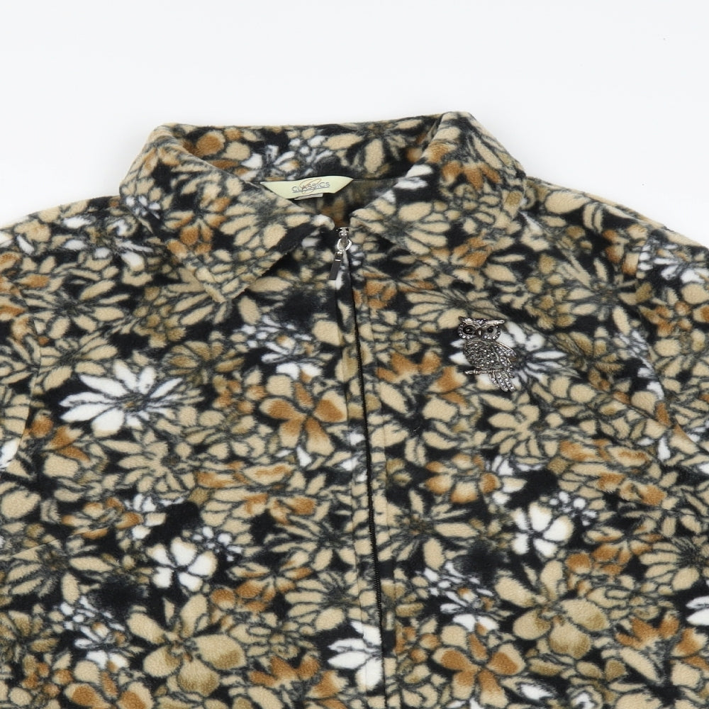 Classics Womens Brown Floral  Full Zip Jumper Size 16