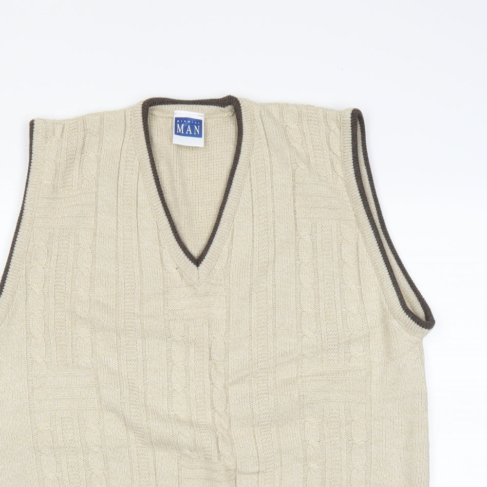 Premier Man Mens Beige   Pullover Jumper Size M