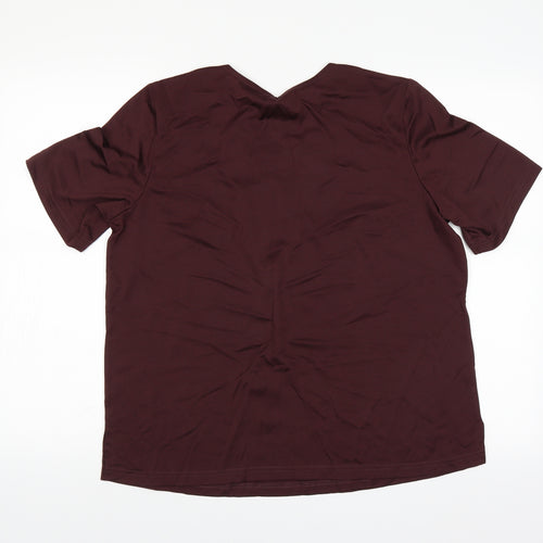 Classics Womens Red   Basic Blouse Size 16  - embroidered neckline wine red