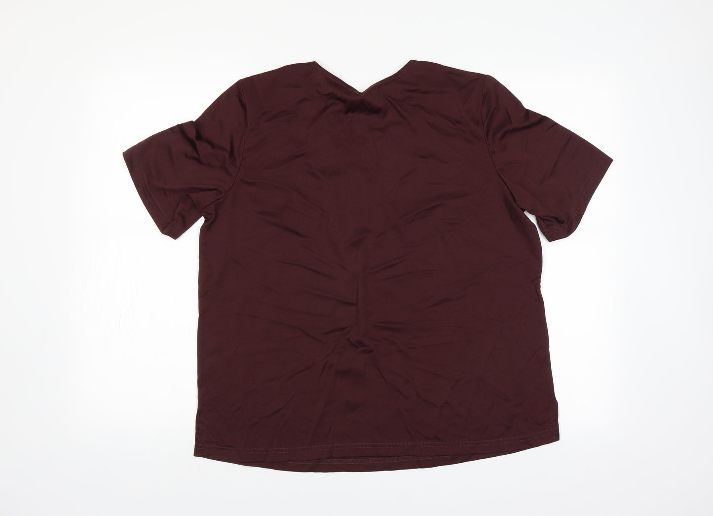 Classics Womens Red   Basic Blouse Size 16  - embroidered neckline wine red