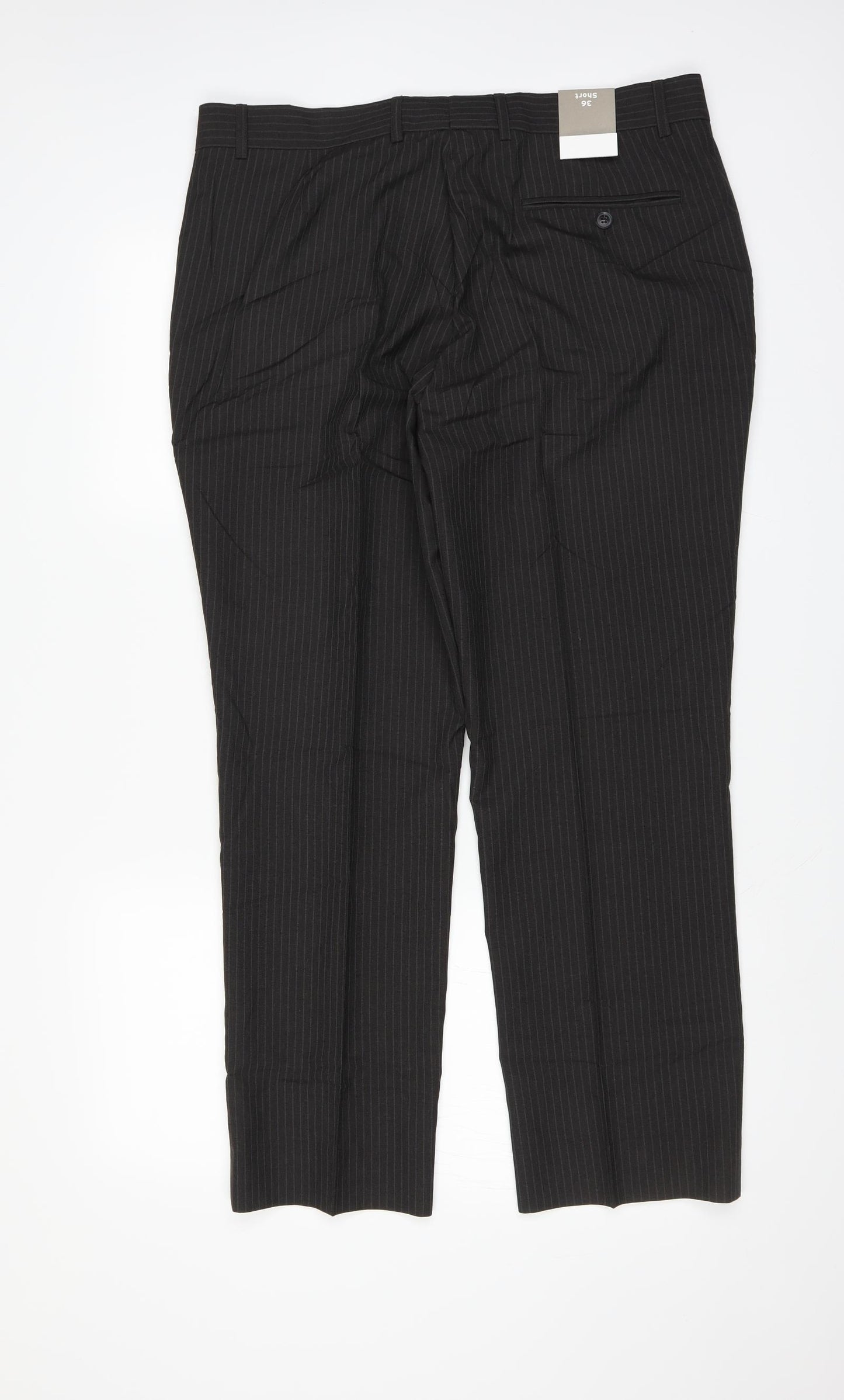 Sainsburys Mens Brown Striped  Trousers  Size 36 in L29 in - SHORT LEG