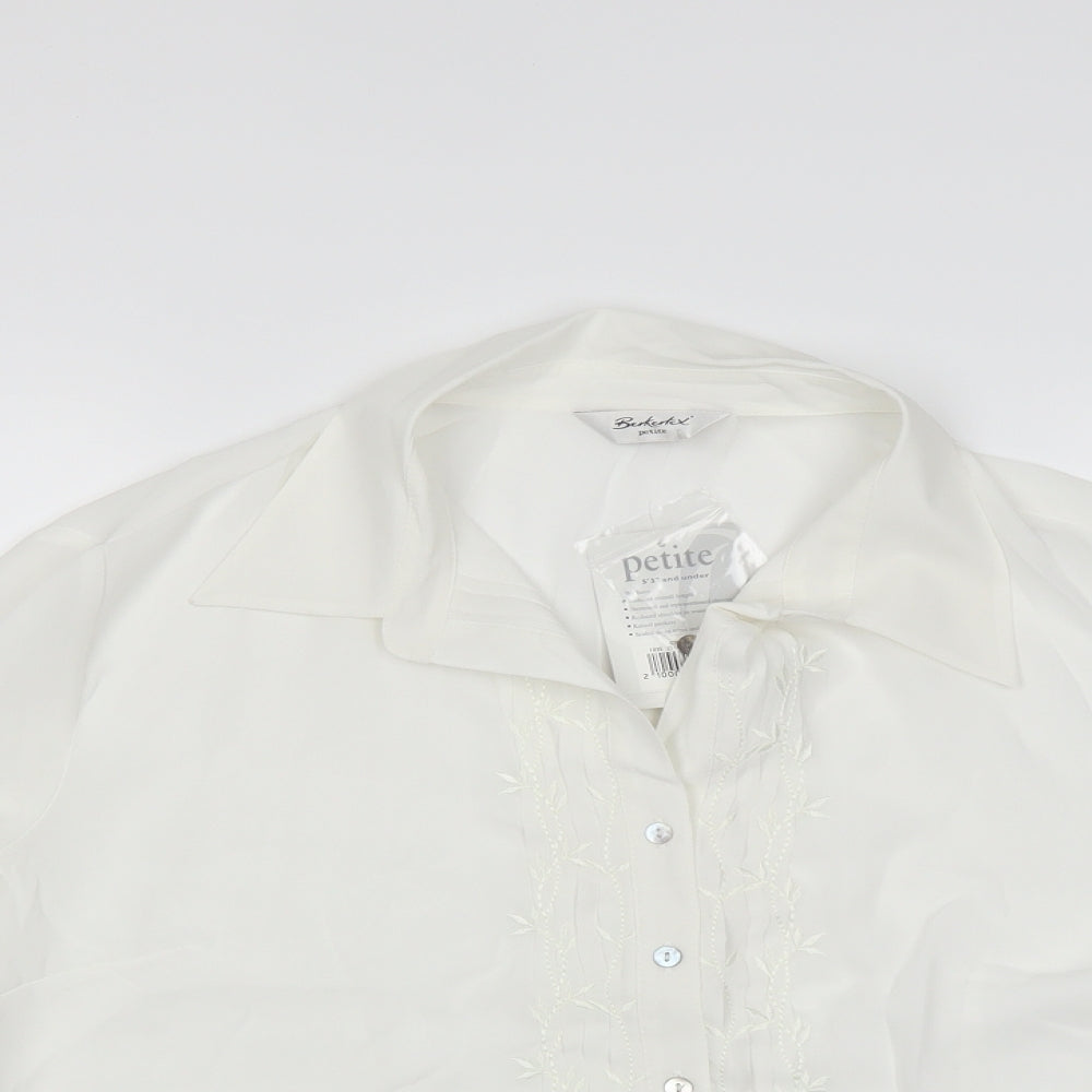 Berkertex Womens White   Basic Blouse Size 20  - Floral embroidery