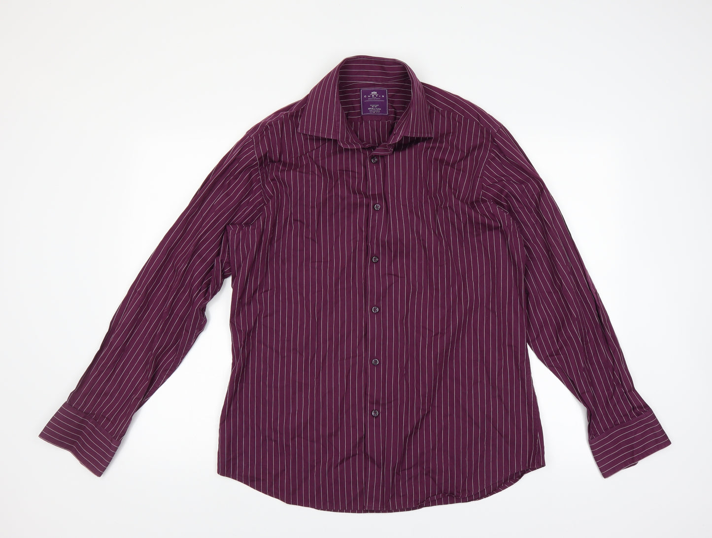 Hawes & Curtis Mens Purple Striped   Dress Shirt Size M