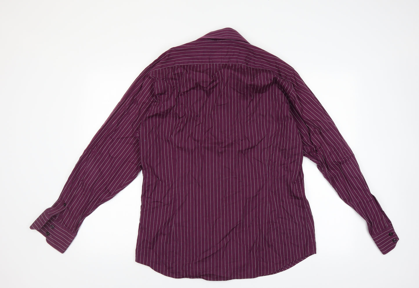Hawes & Curtis Mens Purple Striped   Dress Shirt Size M