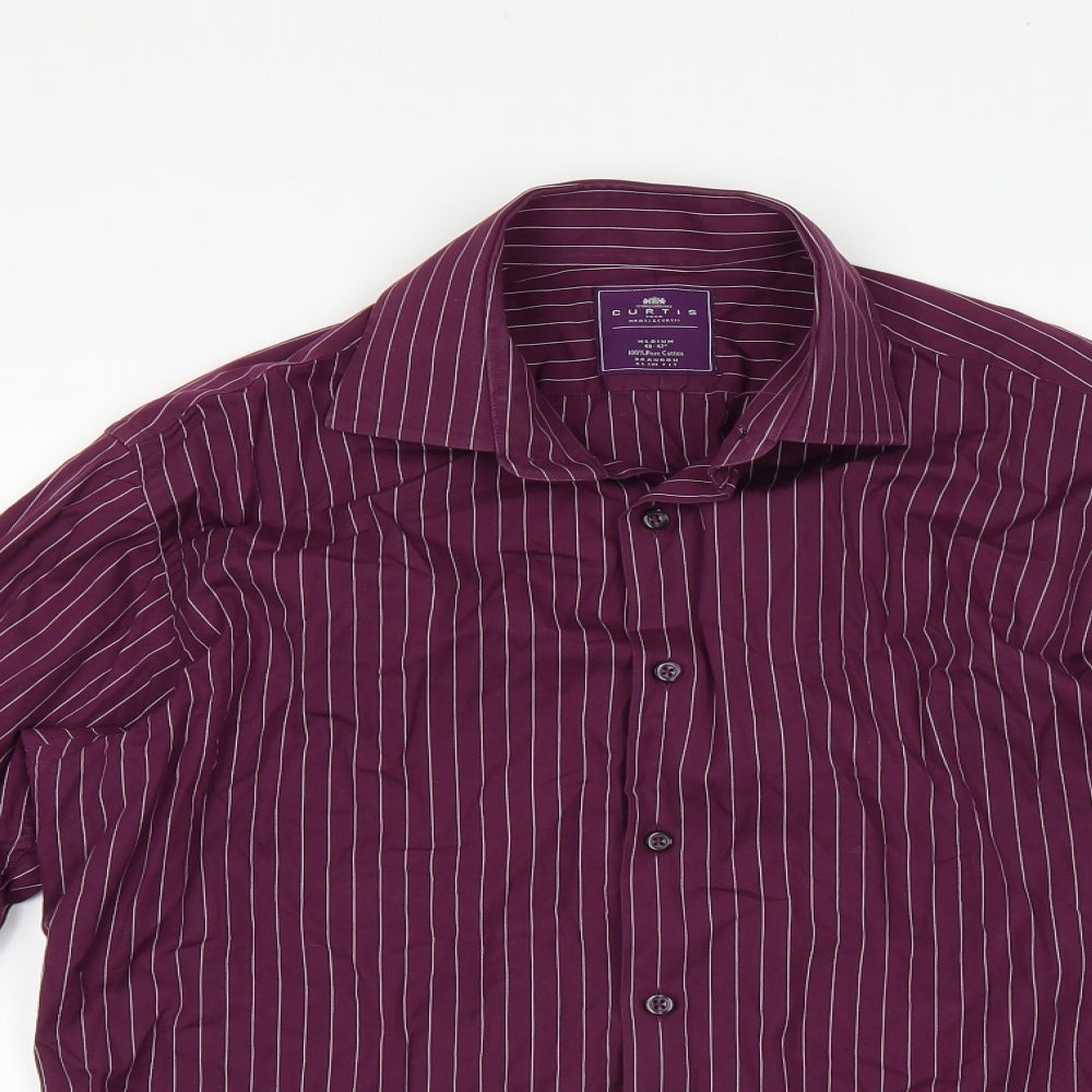 Hawes & Curtis Mens Purple Striped   Dress Shirt Size M