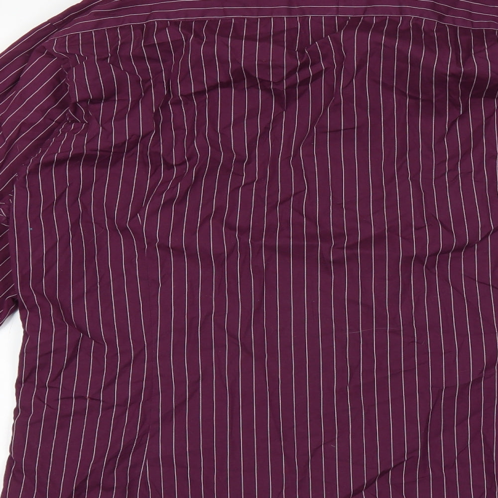 Hawes & Curtis Mens Purple Striped   Dress Shirt Size M