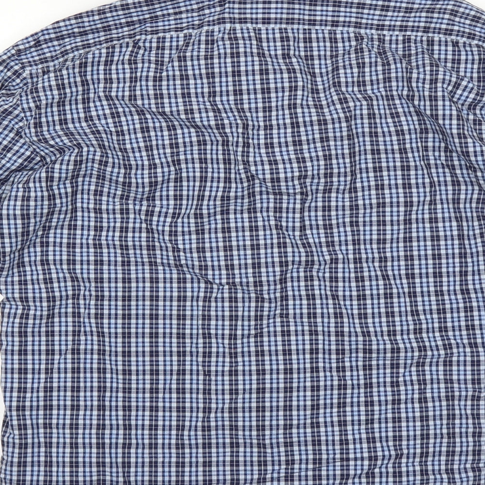 H&M Mens Blue Check   Button-Up Size M
