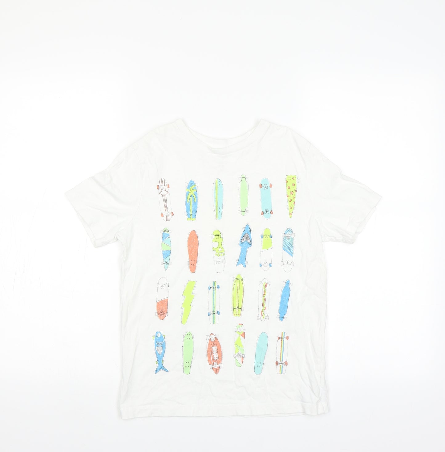 Gap Kids Boys White   Basic T-Shirt Size 8 Years  - Skateboard