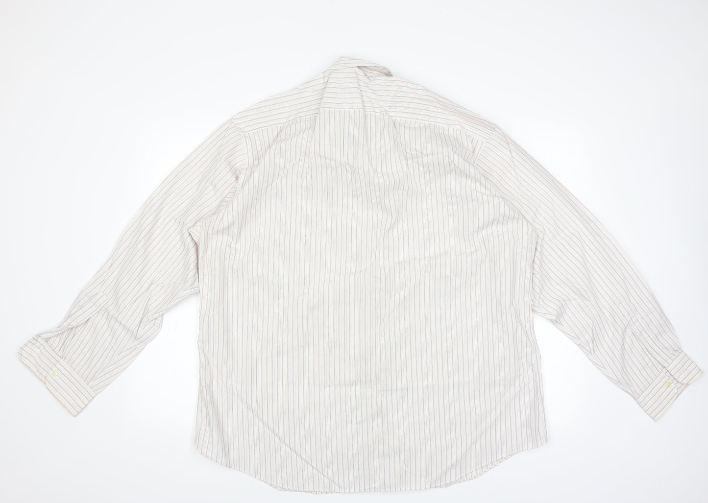 Marks and Spencer Mens White Striped   Dress Shirt Size 17.5