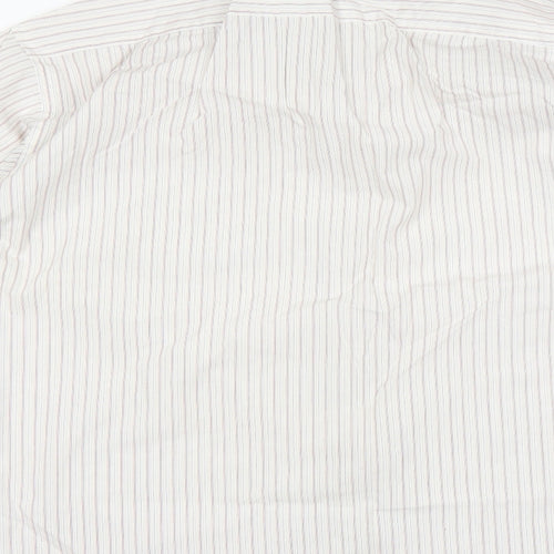 Marks and Spencer Mens White Striped   Dress Shirt Size 17.5