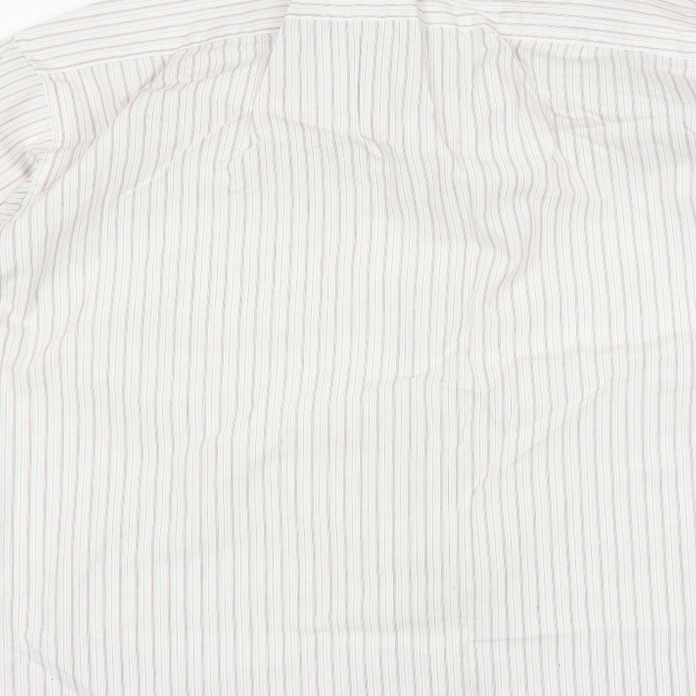 Marks and Spencer Mens White Striped   Dress Shirt Size 17.5
