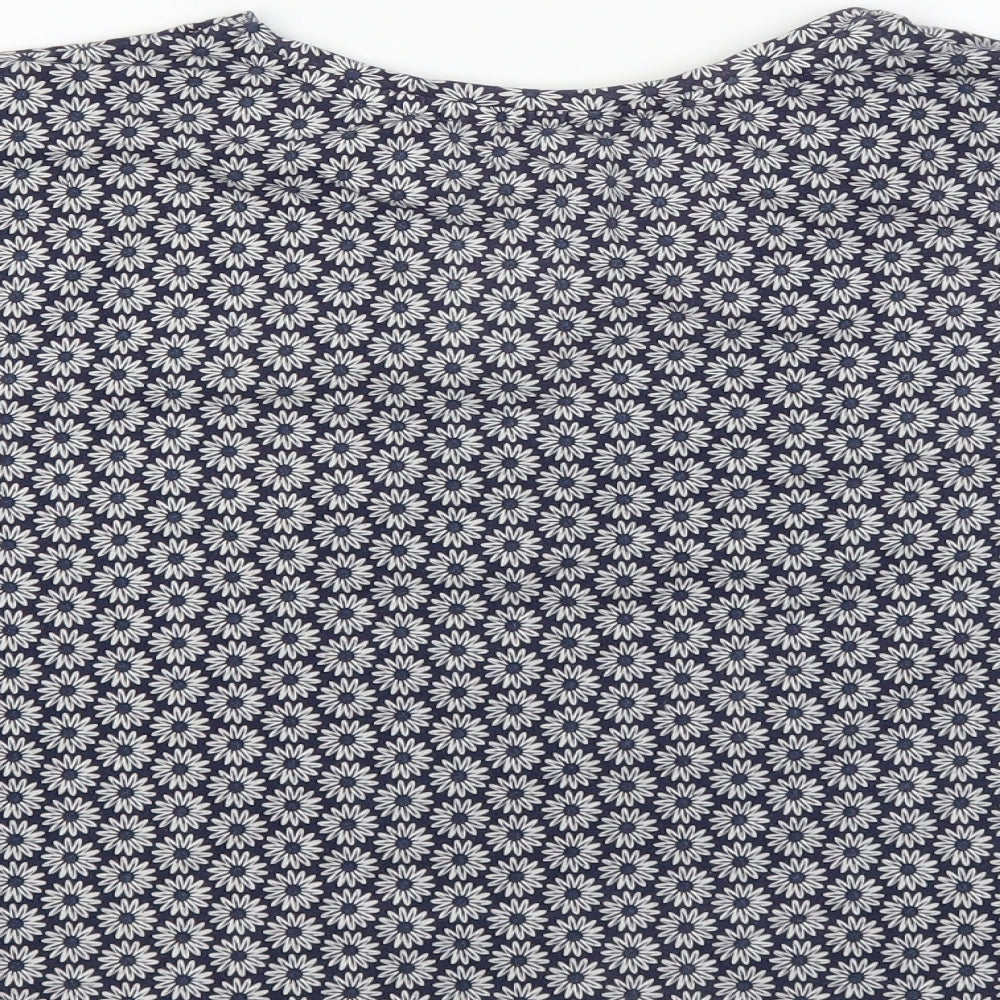 Soul Cal Womens Blue Floral  Cropped T-Shirt Size L